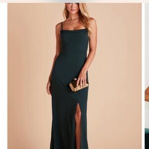 Birdy grey ash crepe emerald dress, size medium